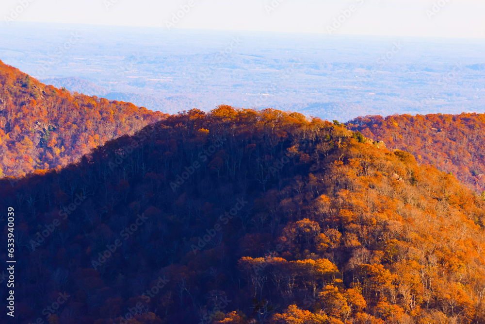 Autumn mountain with shadow and horizon 