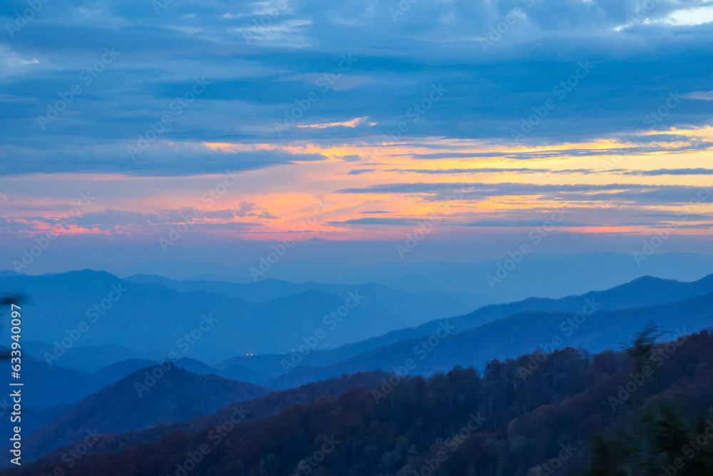 Mountain sunset with clouds Mountain sunset with clouds
