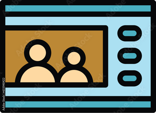 Delivery video intercom icon outline vector. Door system. Camera security color flat