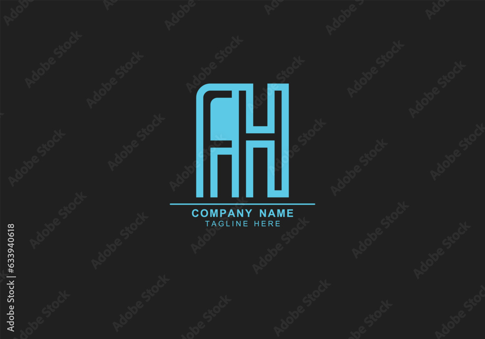 Obraz premium AH or HA minimal line art logo