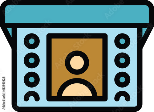Button video intercom icon outline vector. Security control. Door system color flat