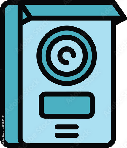 Video intercom equipment icon outline vector. Door system. Camera security color flat