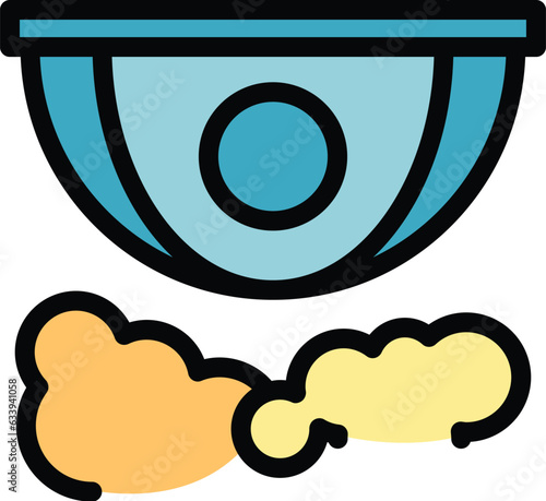 Smoke detector system icon outline vector. Fire alarm. Home control color flat