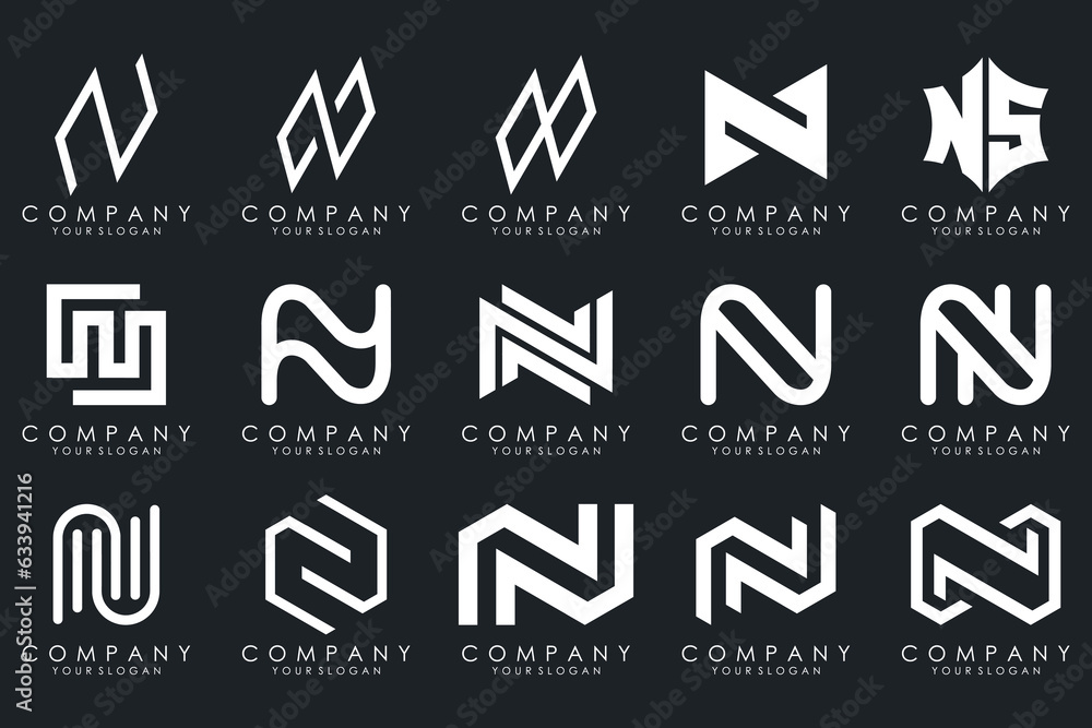 set of Abstract letter N logo design. modern creative logotype monogram icon design inspiration. set of Abstract letter N logo design. modern creative logotype monogram icon design inspiration.
