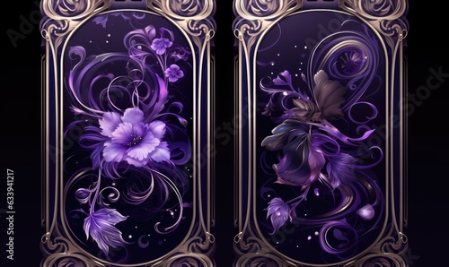 The violet decorative frame enhances the visual appeal of the card game.