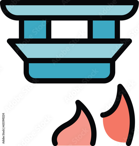 Control fire alarm icon outline vector. Smoke detector. Home system color flat