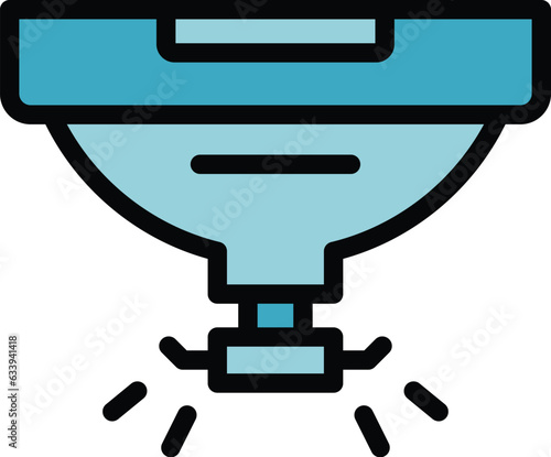 Security smoke detector icon outline vector. Fire sensor. Home control color flat