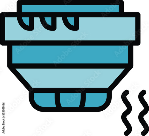Camera smoke detector icon outline vector. Home system. House control color flat