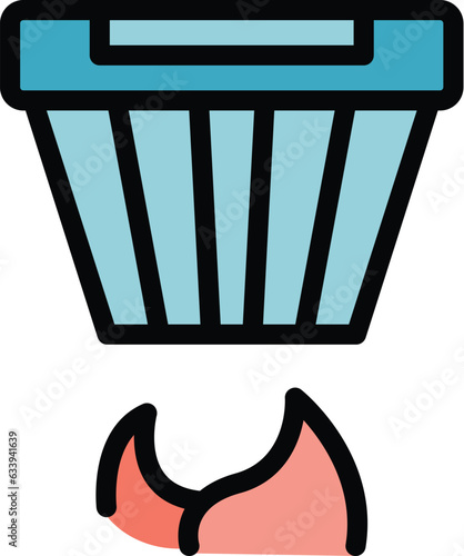 Alert smoke detector icon outline vector. Alarm fire. Home control color flat