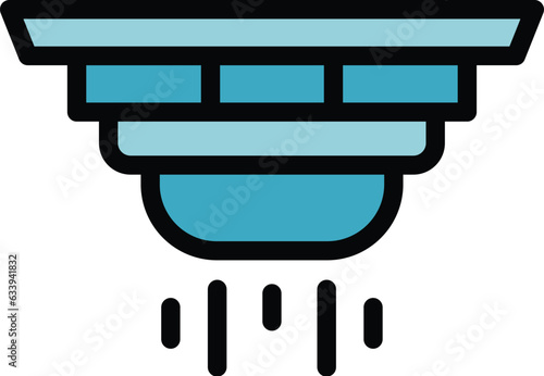 Fireproof smoke detector icon outline vector. Fire alarm. Home system color flat