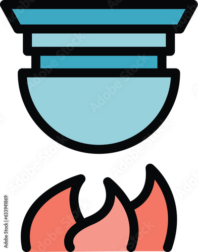 Eye smoke detector icon outline vector. Home control. Safety camera color flat