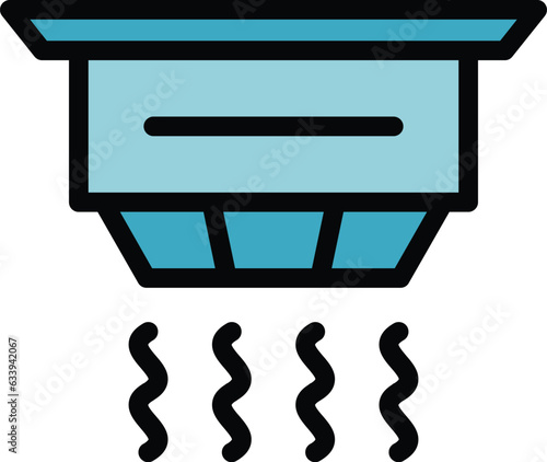 Smoke detector code icon outline vector. Alarm fire. Home control color flat
