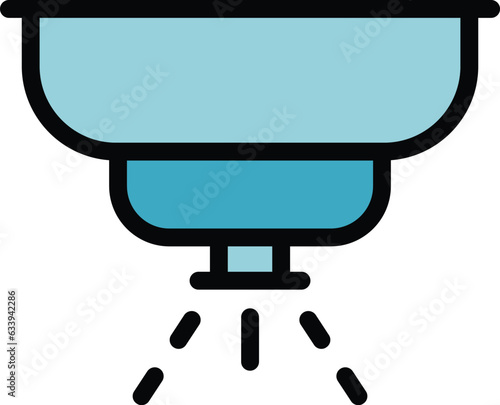 Smoke detector sprinkler icon outline vector. Home system. Alarm fire color flat