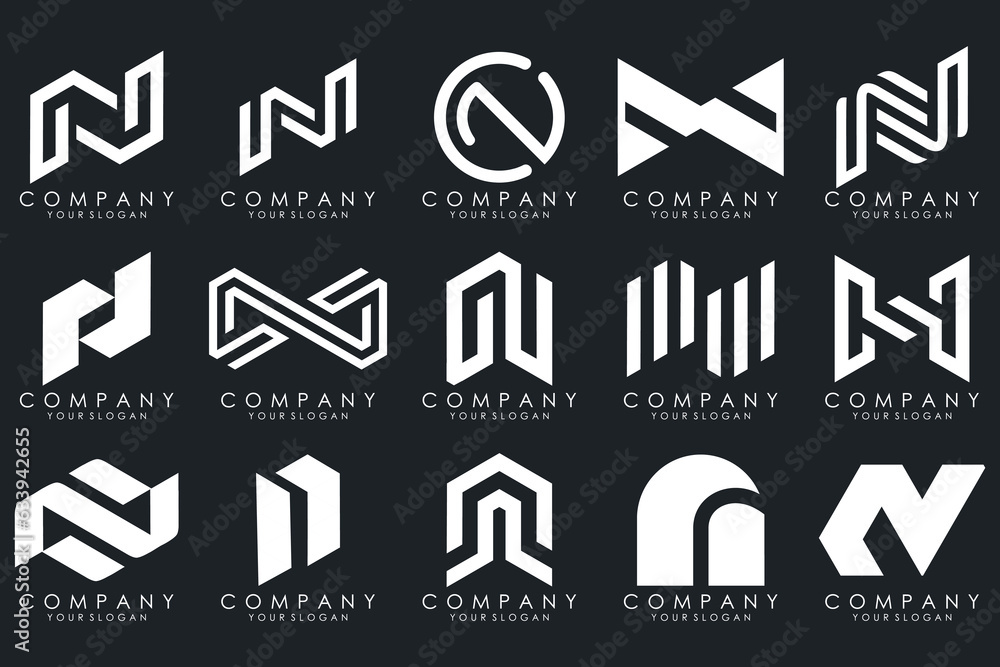 set of Abstract letter N logo design. modern creative logotype monogram icon design inspiration. set of Abstract letter N logo design. modern creative logotype monogram icon design inspiration.