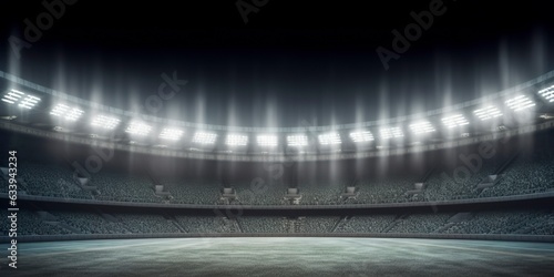 The football stadium at night. Generative AI