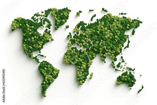 world map green grass surface isolated on a white background. Generative AI © ANNY