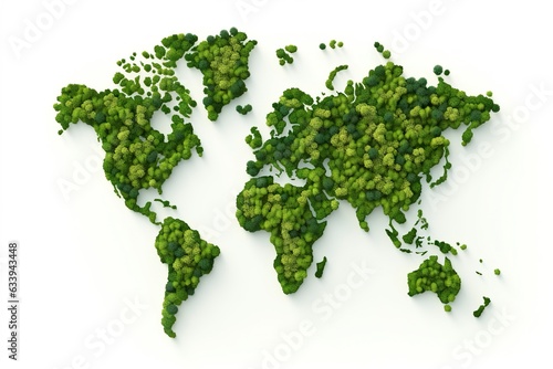 world map green grass surface isolated on a white background. Generative AI
