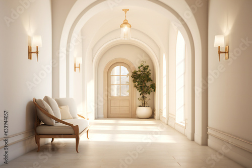 Luxury modern interior design of an entrance hall in a villa