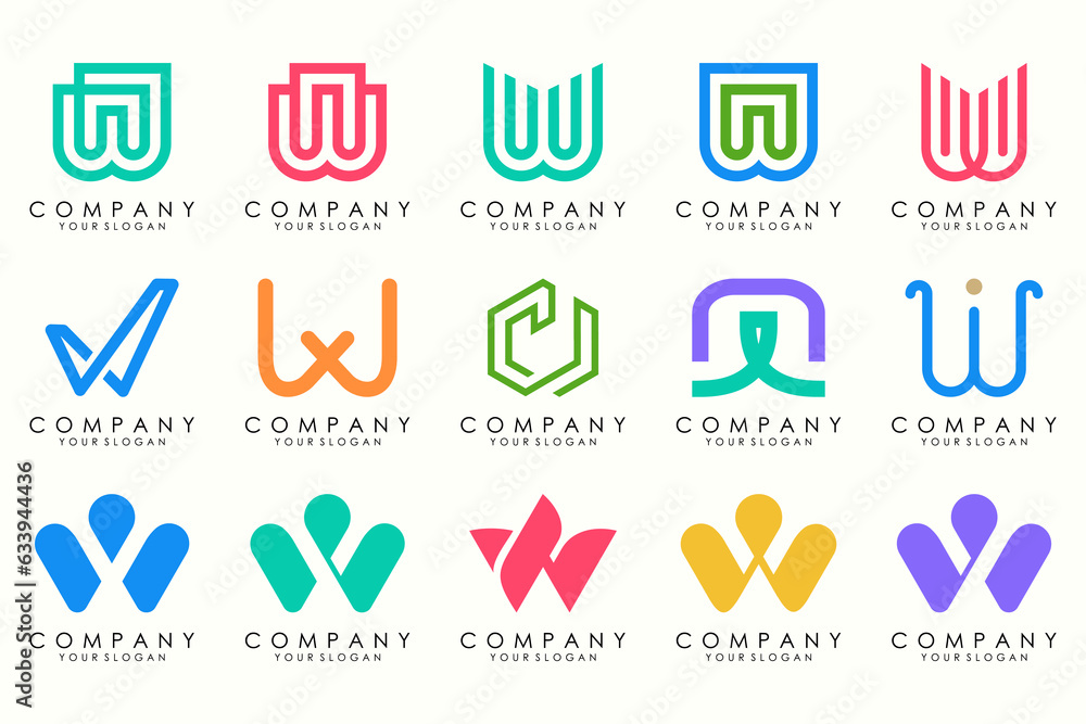 Abstract collection with letters W logo design. creative design logotype W with full color. Abstract collection with letters W logo design. creative design logotype W with full color.