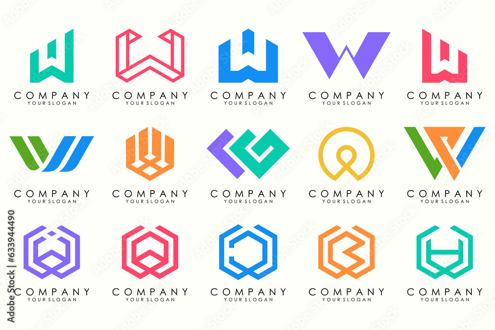 Abstract collection with letters W logo design. creative design logotype W with full color. Abstract collection with letters W logo design. creative design logotype W with full color.
