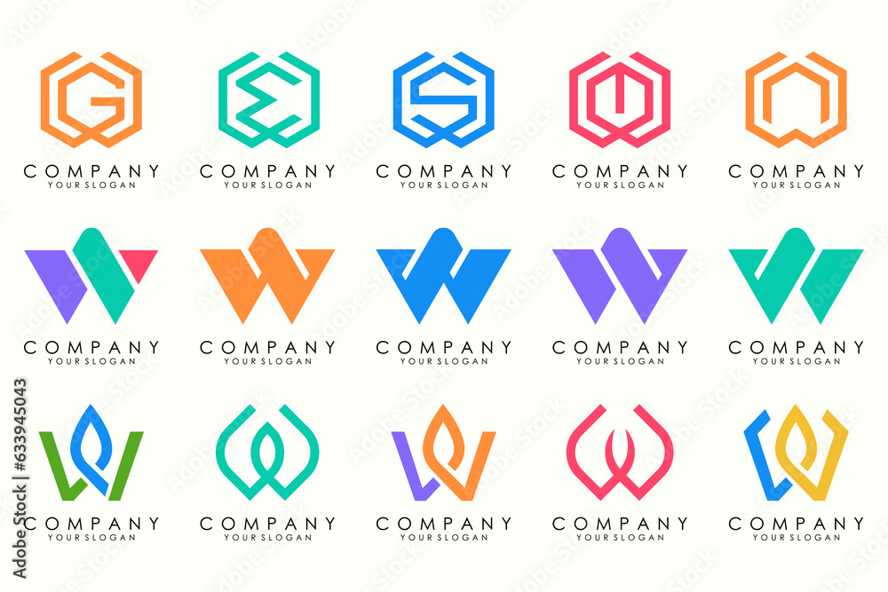 Abstract collection with letters W logo design. creative design logotype W with full color. Abstract collection with letters W logo design. creative design logotype W with full color.