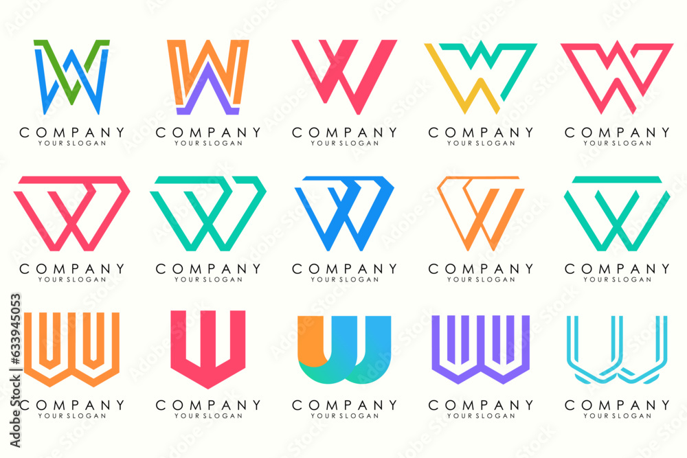 Abstract collection with letters W logo design. creative design logotype W with full color. Abstract collection with letters W logo design. creative design logotype W with full color.