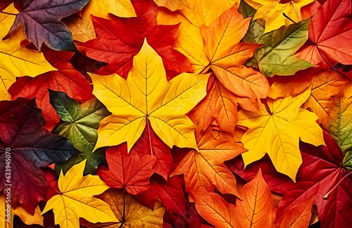 Background of autumn leaves. Autumn background. Generative AI