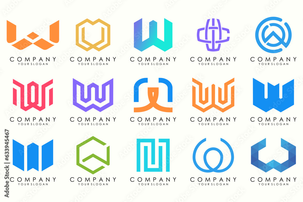 Abstract collection with letters W logo design. creative design logotype W with full color. Abstract collection with letters W logo design. creative design logotype W with full color.