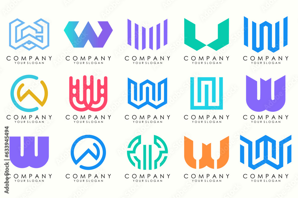 Abstract collection with letters W logo design. creative design logotype W with full color. Abstract collection with letters W logo design. creative design logotype W with full color.