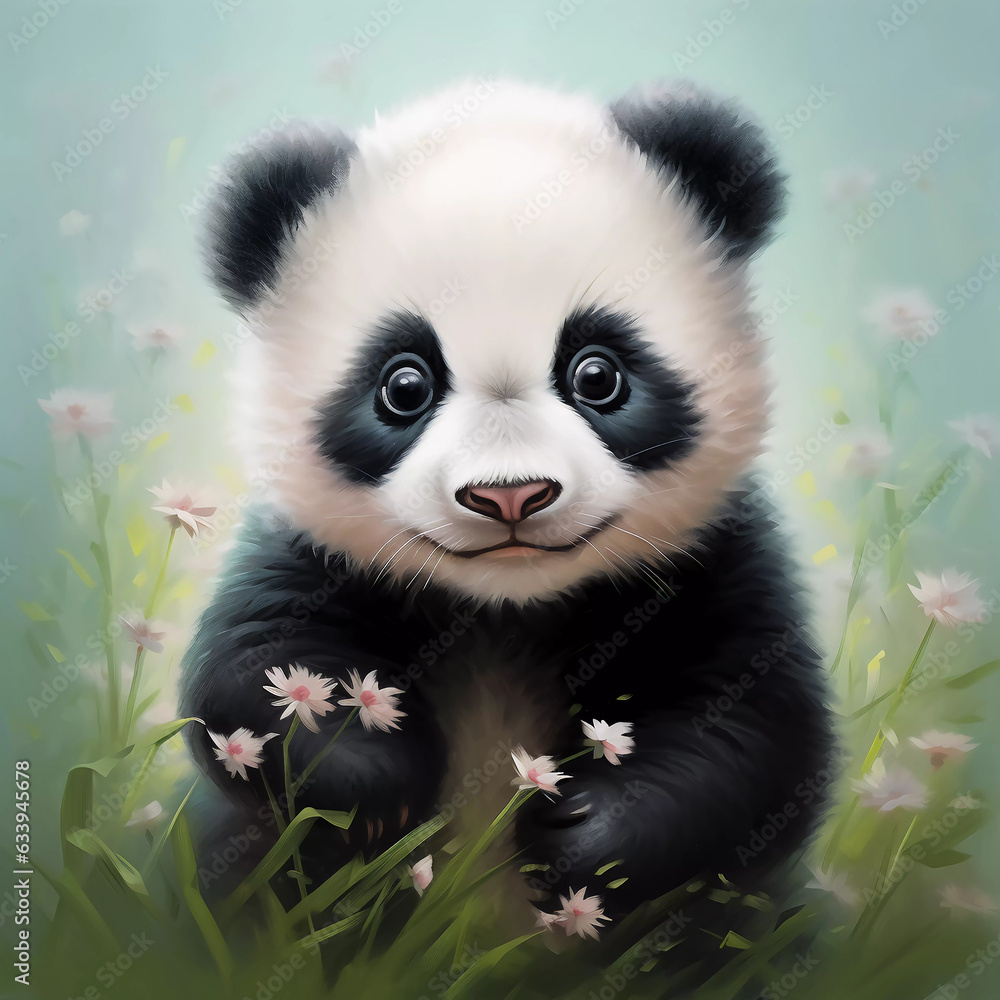 cute panda portrait watercolor style