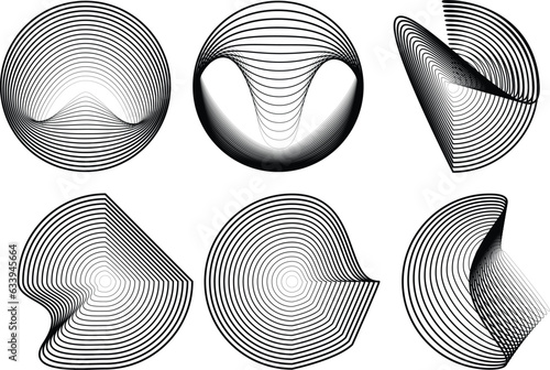 Wallpaper Mural Lines in Circle Form . Spiral Vector Illustration .Technology round. Wave Logo . Design element . Abstract Geometric shape . Torontodigital.ca