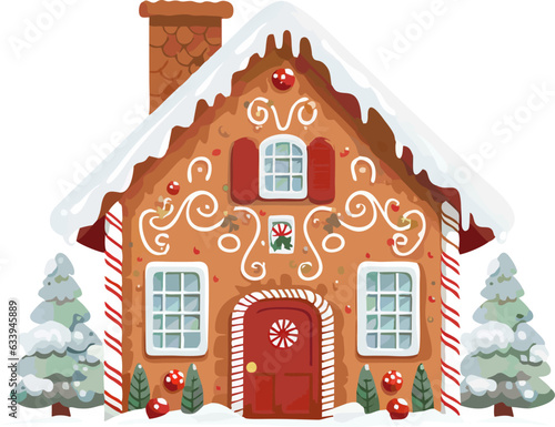 Winter Festive Christmas House. Vector illustration