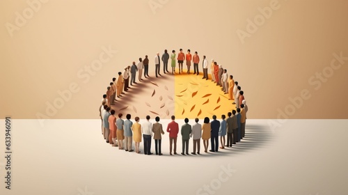 Figure of different people standing in the circle. Diversity, equity and inclusion concept. Created with Generative AI technology
