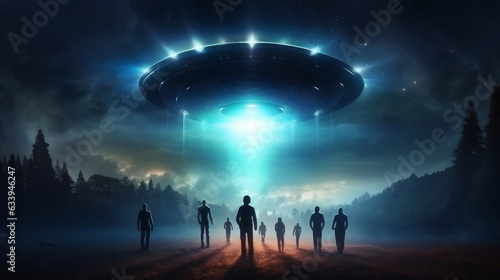 mysterious aliens / Unidentified flying object (ufo) on the planet earth. wallpaper background
