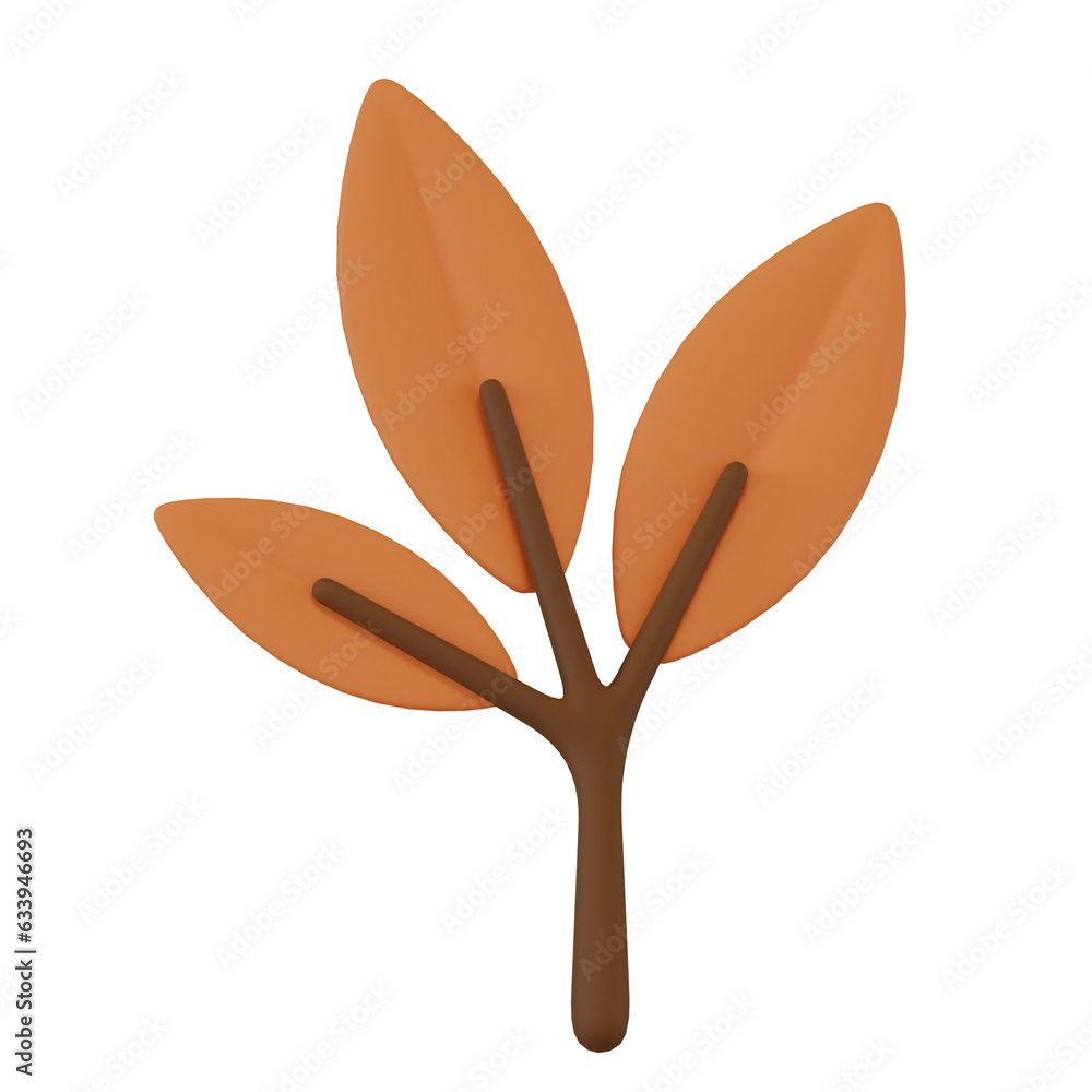 3D Render of Orange Leaf in Cartoon Style. Autumn Concept Illustration 3D Render of Orange Leaf in Cartoon Style. Autumn Concept Illustration