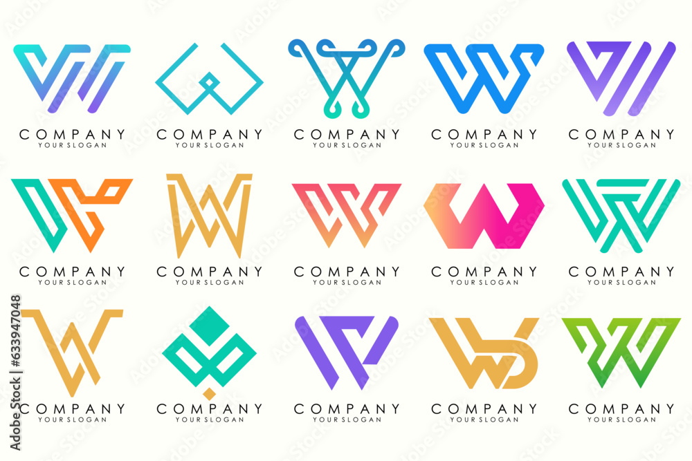 Abstract collection with letters W logo design. creative design logotype W with full color. Abstract collection with letters W logo design. creative design logotype W with full color.