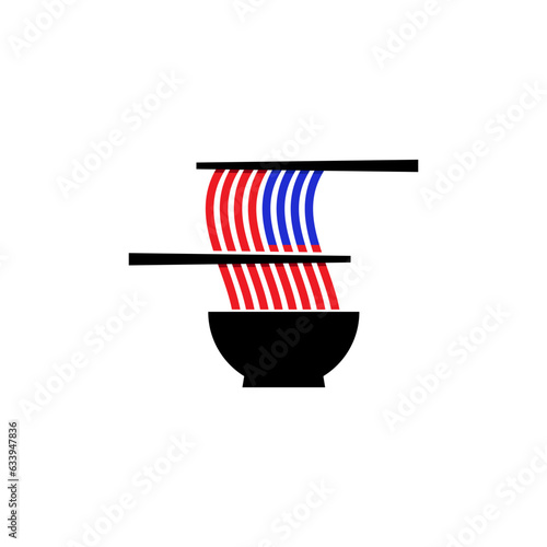 Noodles logo with american flag concept
