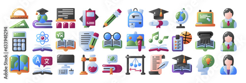 Back to school flat icon set. Perfect for graphic design, mobile, UI, and web masterpieces