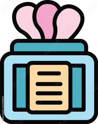 Cosmetic gel jar icon outline vector. Eye patch. Beauty mask color flat