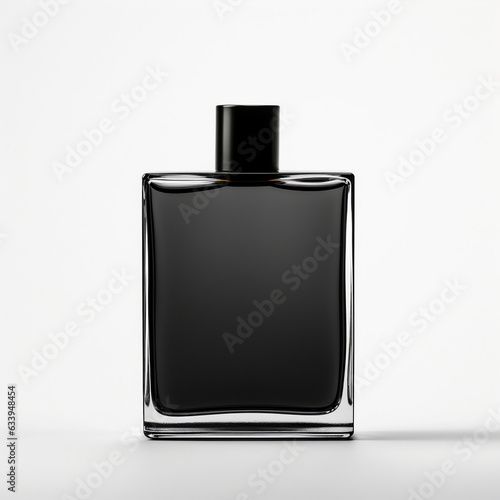 Mockup, empty perfume bottle on black. AI Generated Images