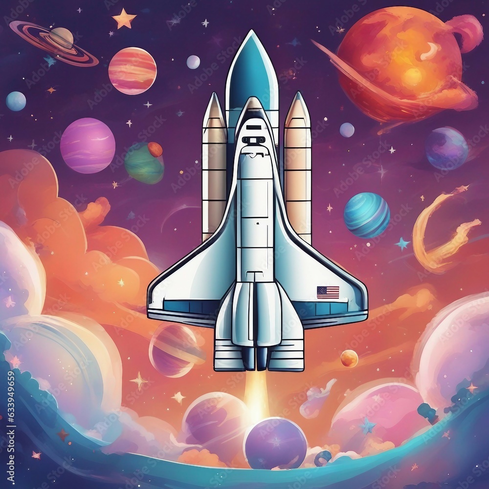 Naklejka premium Art Celebrating Rocket Liftoffs and Space Voyages