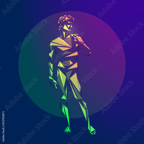 graphic of low poly David presented in vivid colour style
