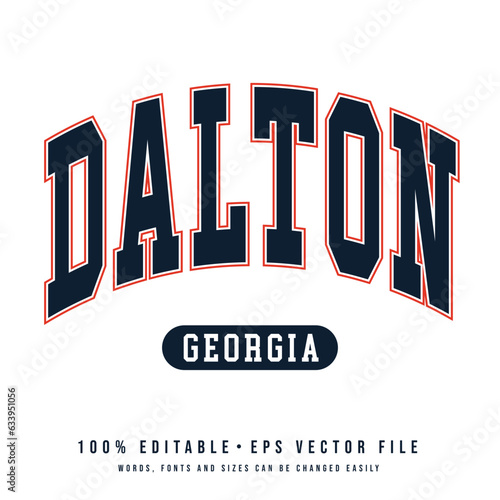 Dalton text effect vector. Editable college t-shirt design printable text effect vector photo