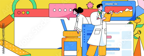 Doctor doing medical examination for patient flat vector concept operation hand drawn illustration
