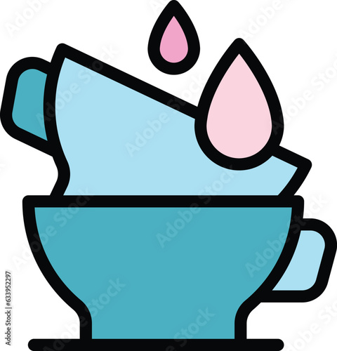 Home dish wash icon outline vector. Clean kitchen. Detergent cleaner color flat