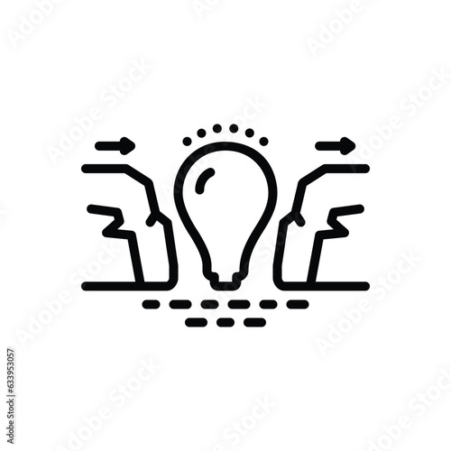 Black line icon for solutions 