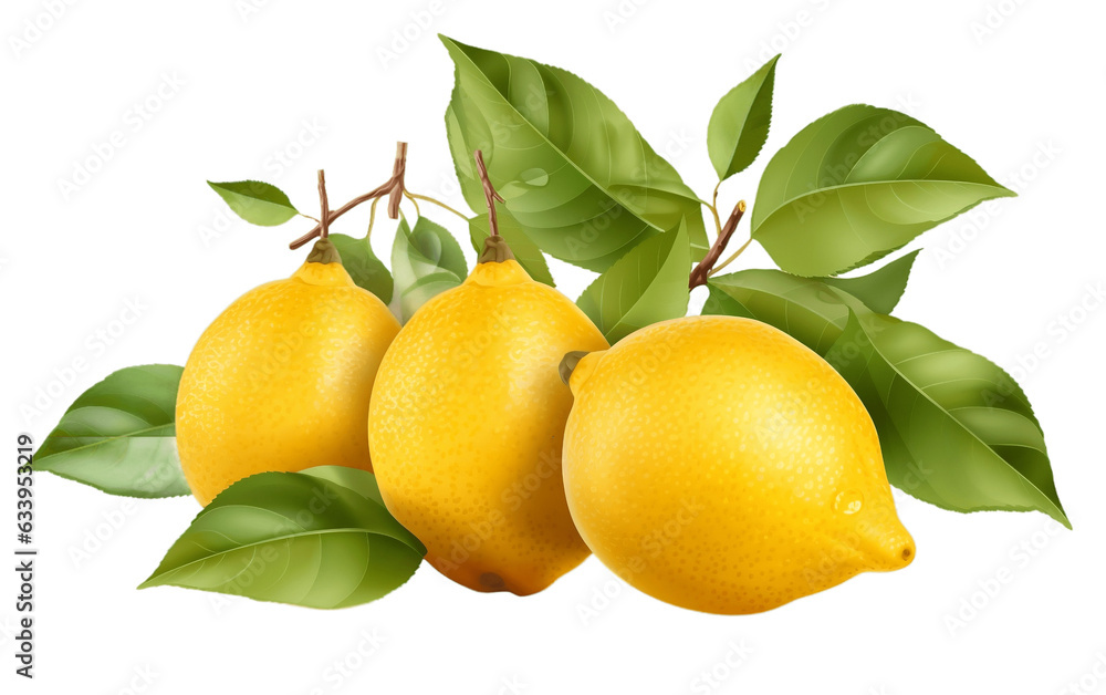Lemon Fruit on Transparent Background. Generative AI