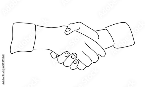 line art of two businessmen shaking hands