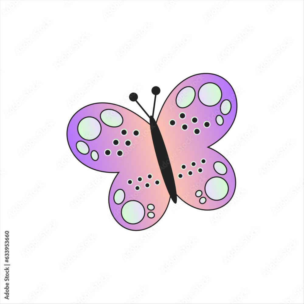 Vector beautiful butterfly in cartoon character drawing isolated on white background Vector beautiful butterfly in cartoon character drawing isolated on white background