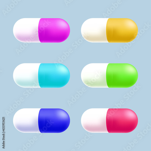 Vector a set of colourful capsule